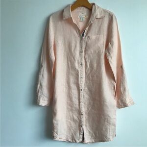 CC CALIFORNIA WOMENS DRESS LINEN PINK BUTTON LONG SLEEVE XS
